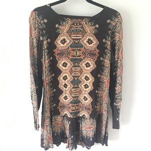 Free people long sleeve open back tunic dress